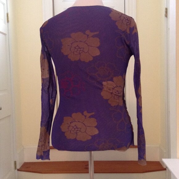 Candies Purple with tanish flowers top Large - Picture 3 of 3